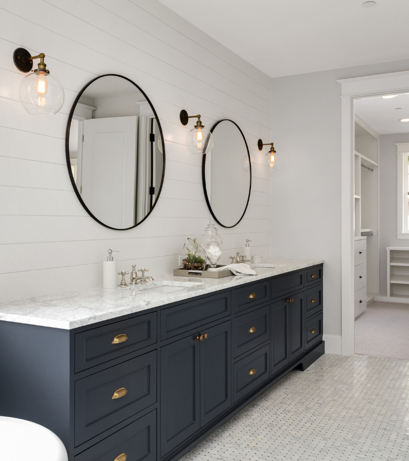 Marble bathroom countertops installed by AIO Remodeling in Redmond
